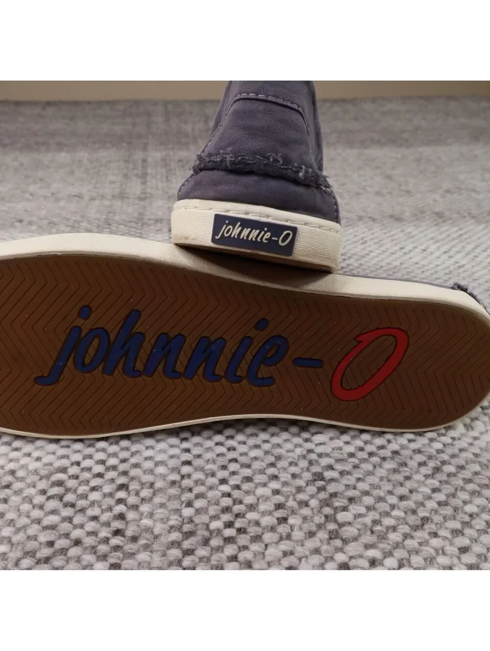 Johnnie-O Canvas Penny Loafers Mens 12M Grey Blue Coastal Casual Preppy Slip On